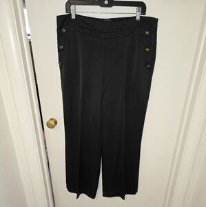 Vintage Tommy Hilfiger Black Wide-Leg Womens Sailor Pants with Button Detail S14